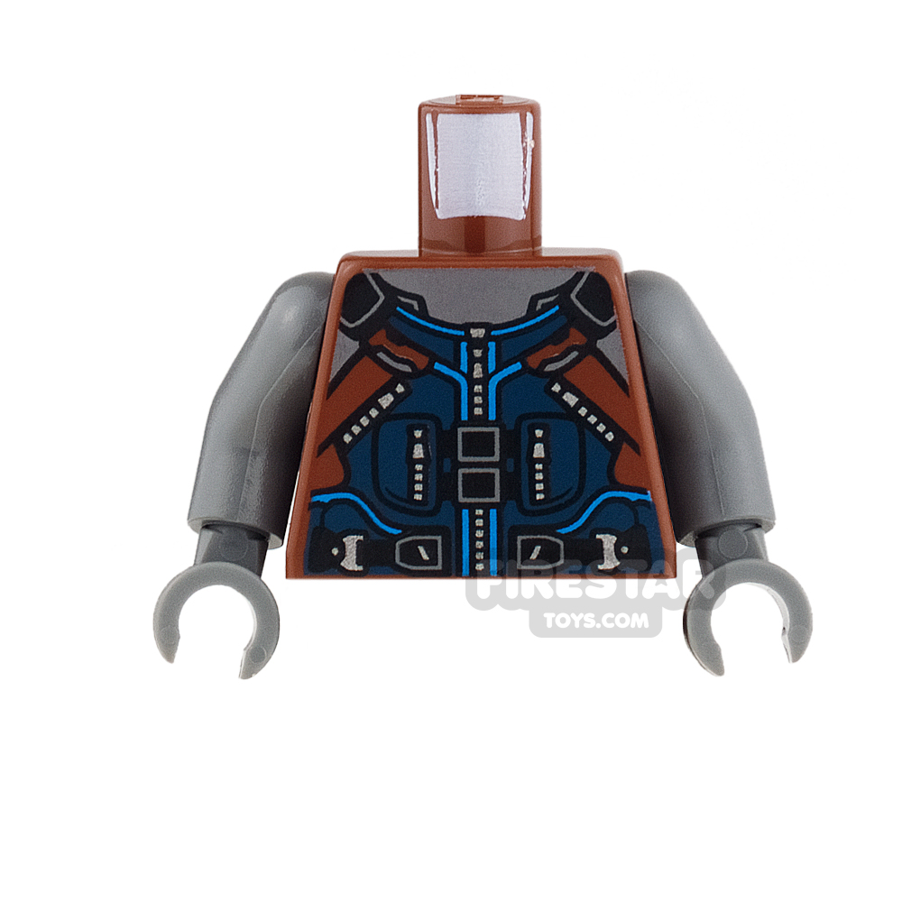 LEGO Mini Figure Torso - Rocket Raccoon - Dark Blue Vest REDDISH BROWN
