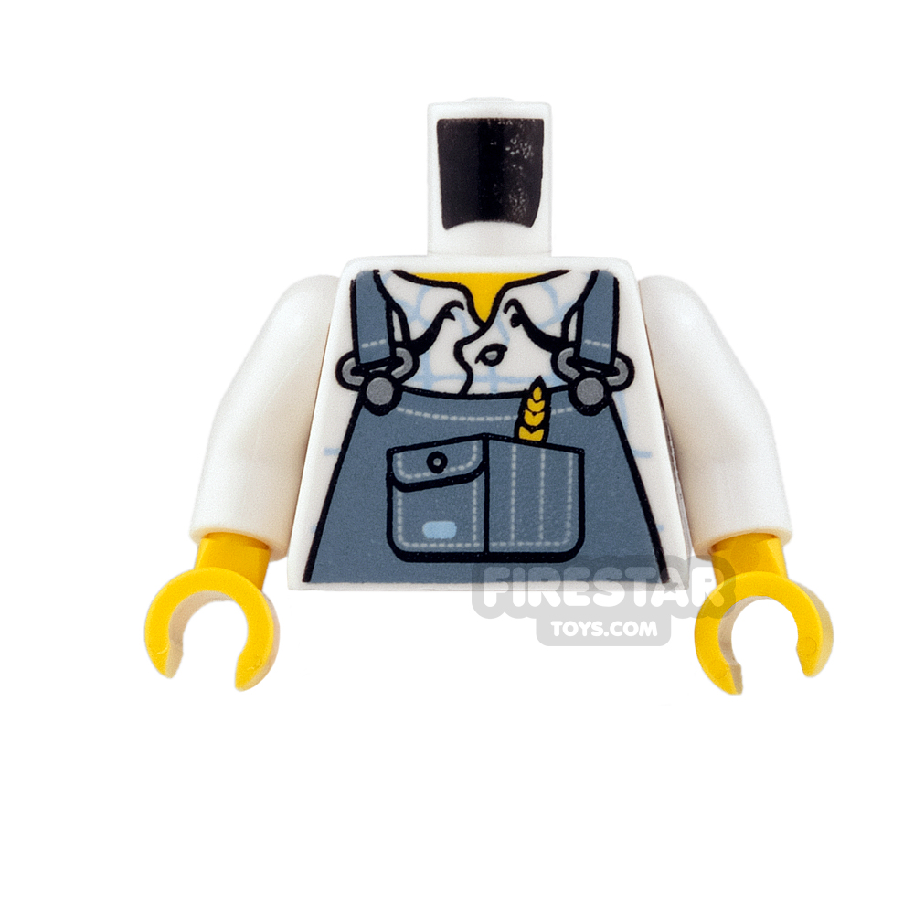 LEGO Mini Figure Torso - Farmer Overalls WHITE