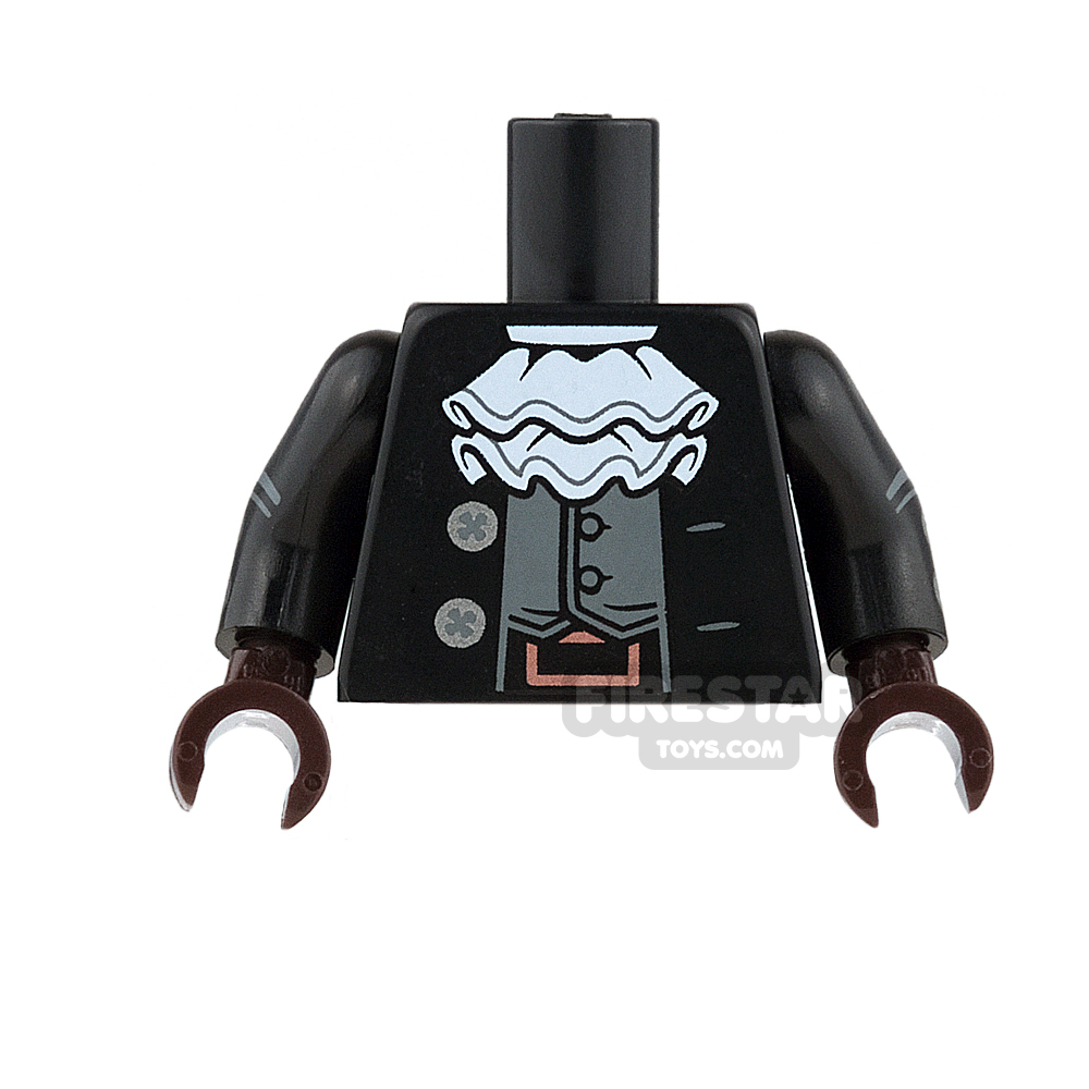 LEGO Mini Figure Torso - Black Coat with White Ruffle and Vest BLACK