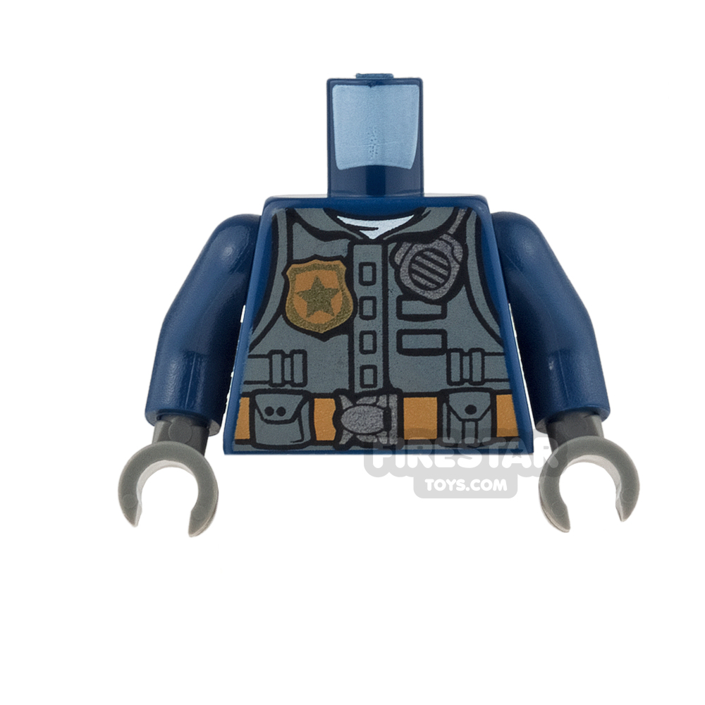 LEGO Mini Figure Torso - Police Vest with Badge and Radio DARK BLUE