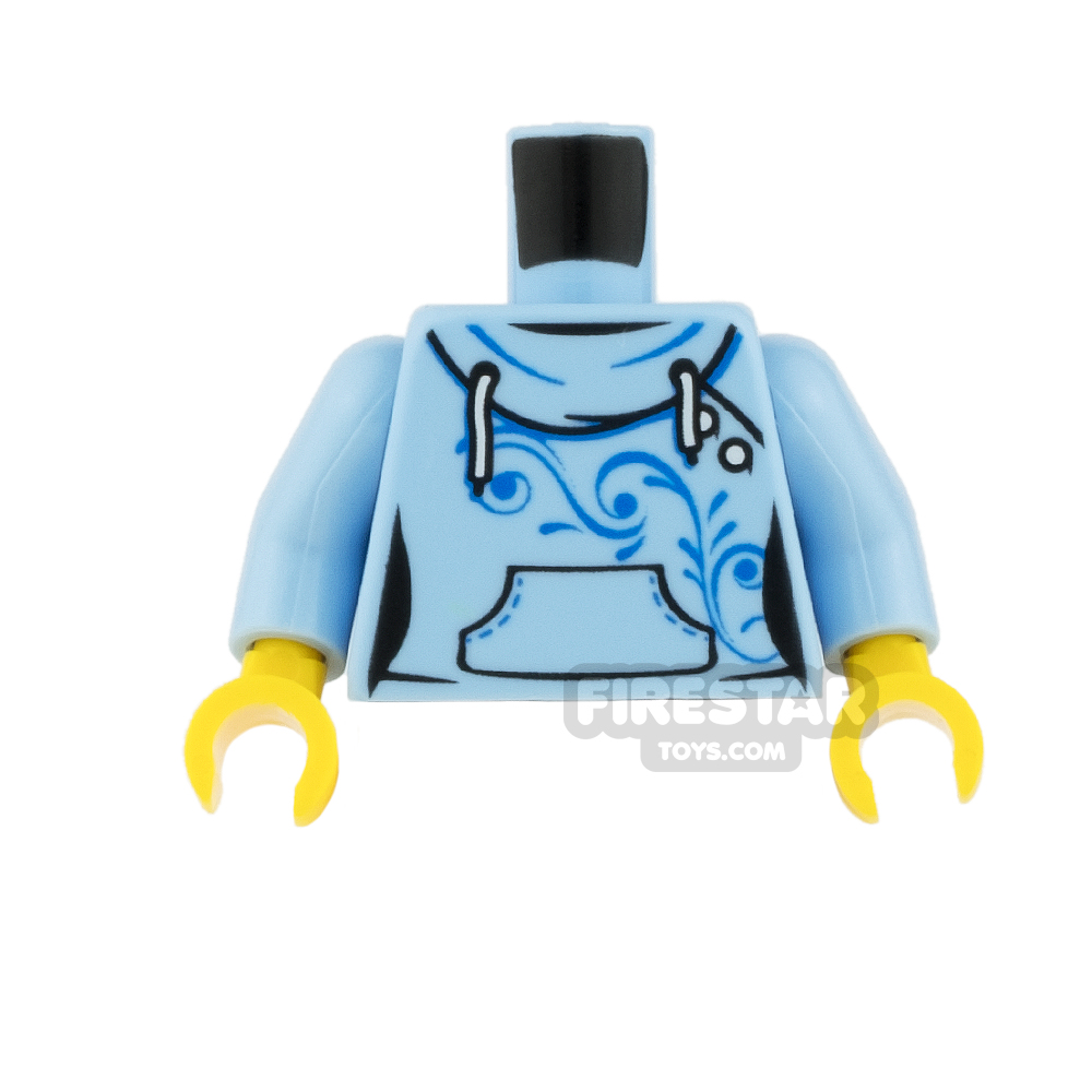 LEGO Mini Figure Torso - Blue Hoodie with Flower Swirls BRIGHT LIGHT BLUE