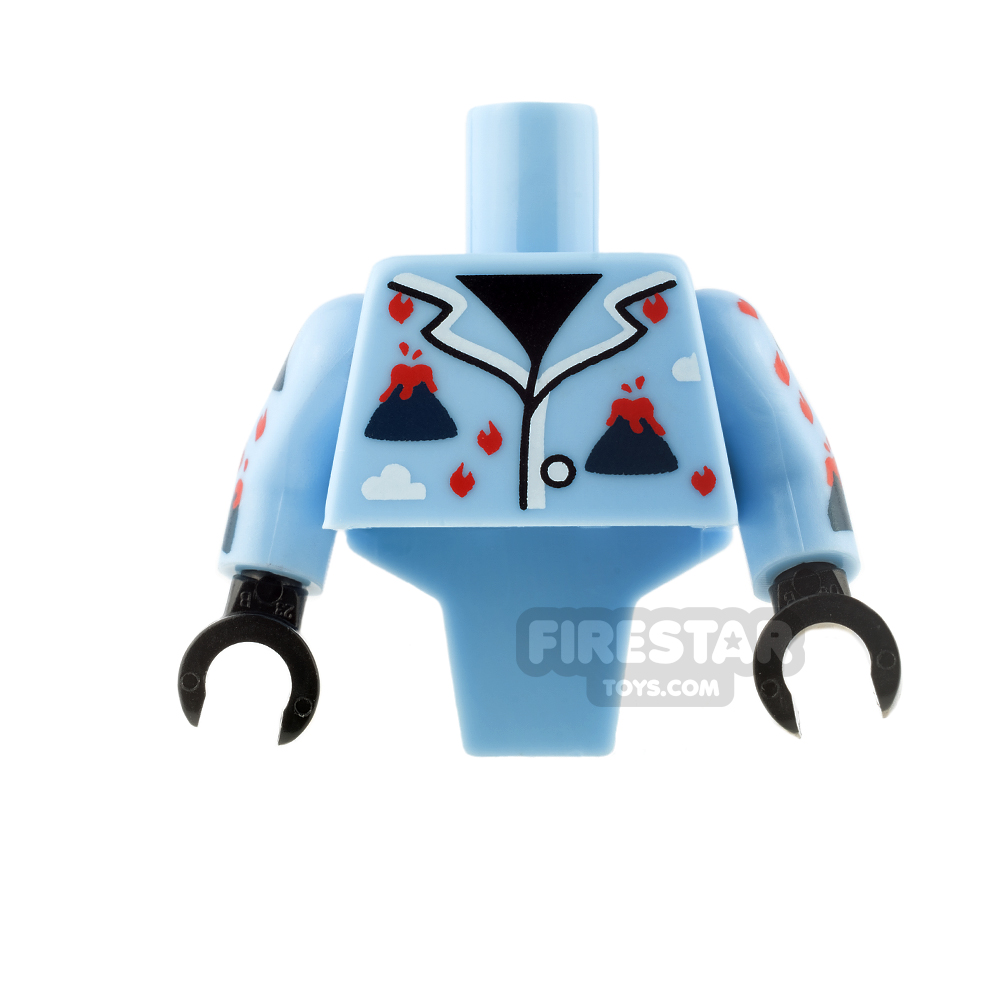 LEGO Mini Figure Torso - Modified - Bright Light Blue - Volcano Pajamas