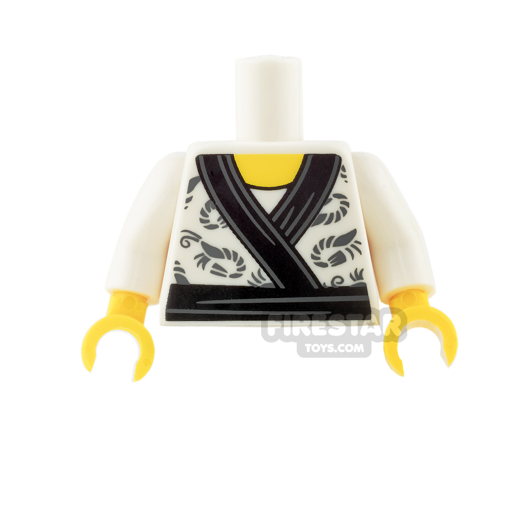 LEGO Mini Figure Torso - White Kimono with Black Sash and Shrimp