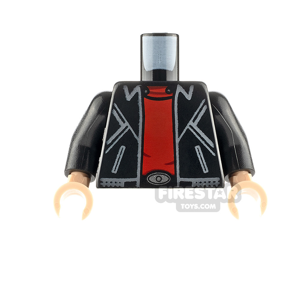 LEGO Mini Figure Torso - Leather Jacket with Red Top