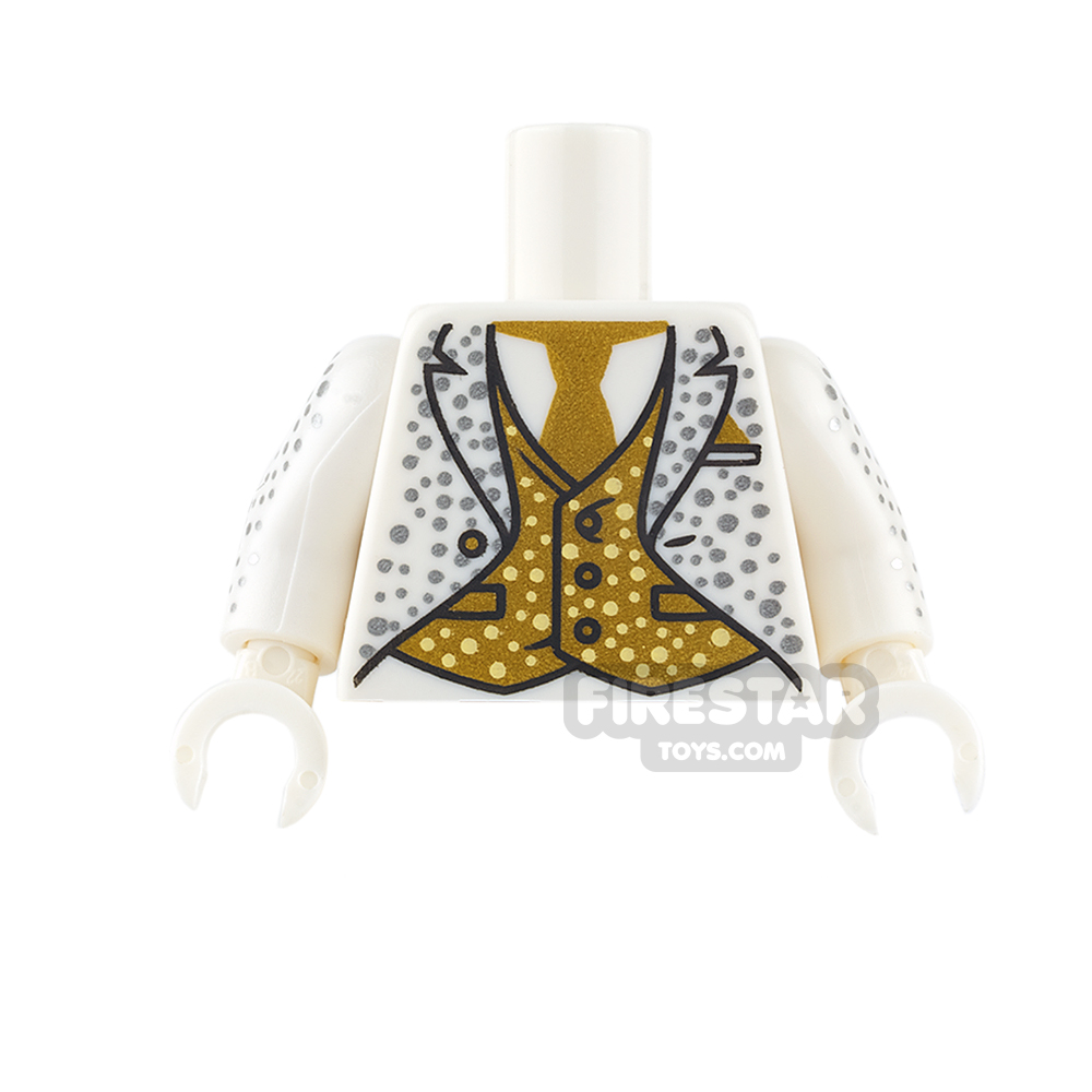 LEGO Mini Figure Torso - White Sparkly Tuxedo, Gold Sparkly Waistcoat