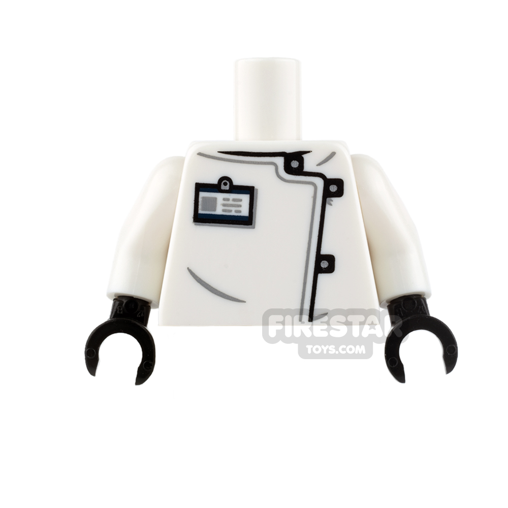 LEGO Mini Figure Torso - White Lab Coat with Badge WHITE