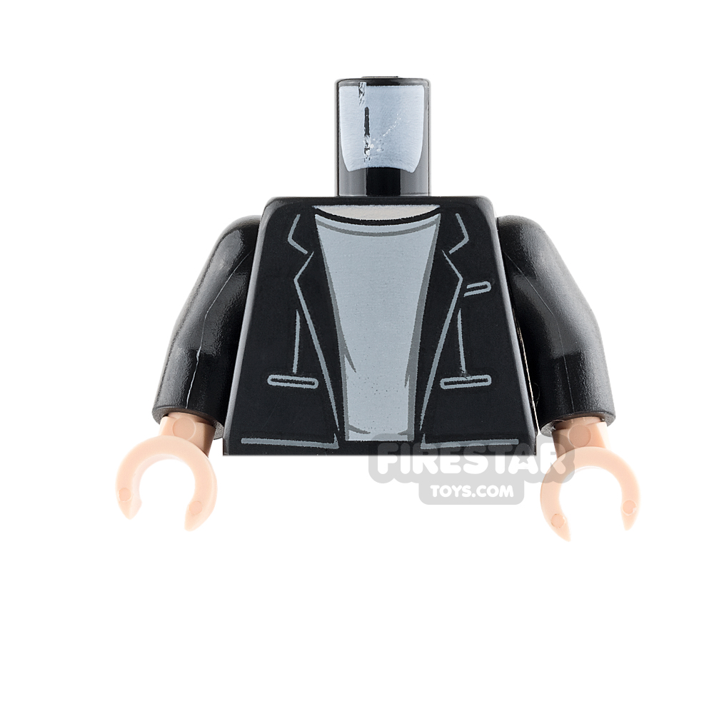 LEGO Mini Figure Torso - Black Jacket and Gray T-Shirt 