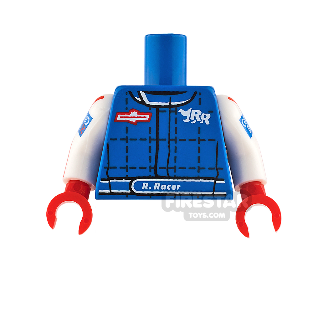 LEGO Mini Figure Torso - Blue and White Racing Jacket