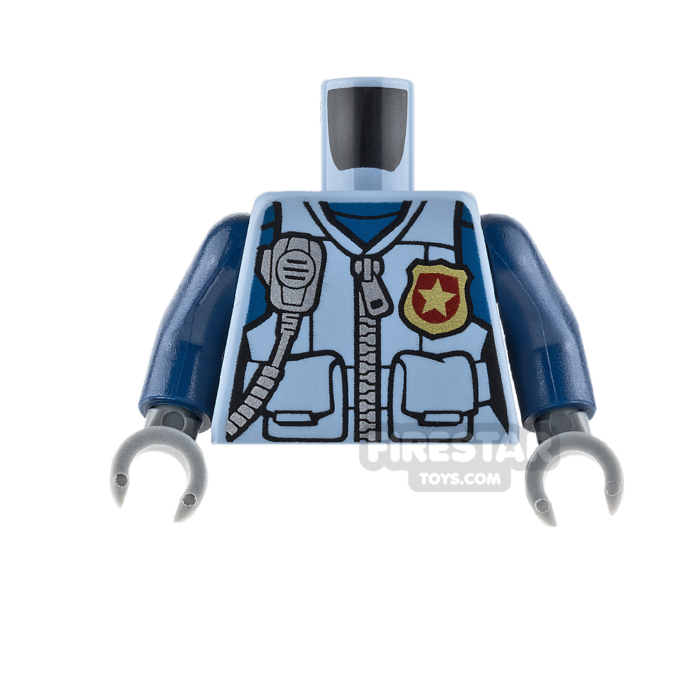 LEGO Mini Figure Torso - Police Jacket with Badge and Radio SAND BLUE