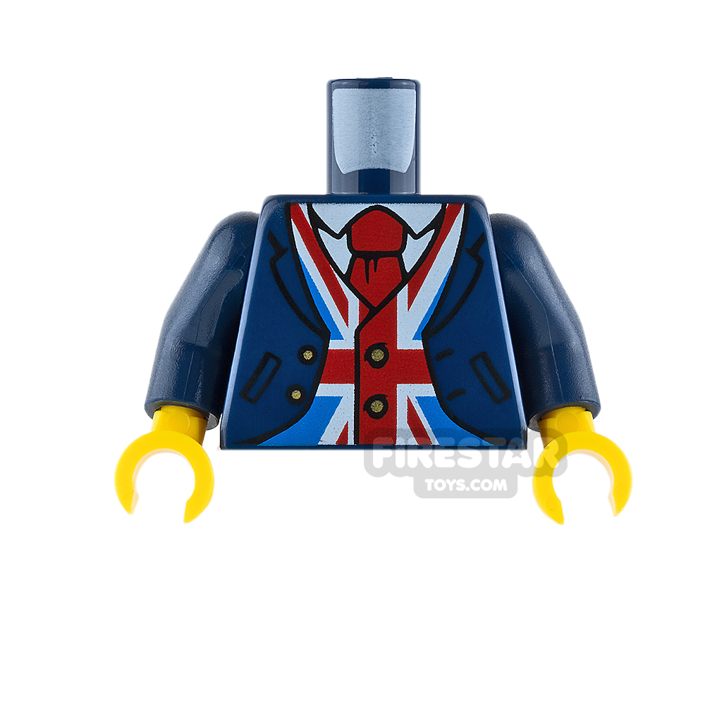 LEGO Mini Figure Torso - Blue Suit and Union Jack Waistcoat DARK BLUE