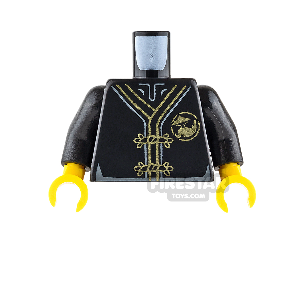 LEGO Mini Figure Torso - Black and Gold Ninja Robe with Dragon