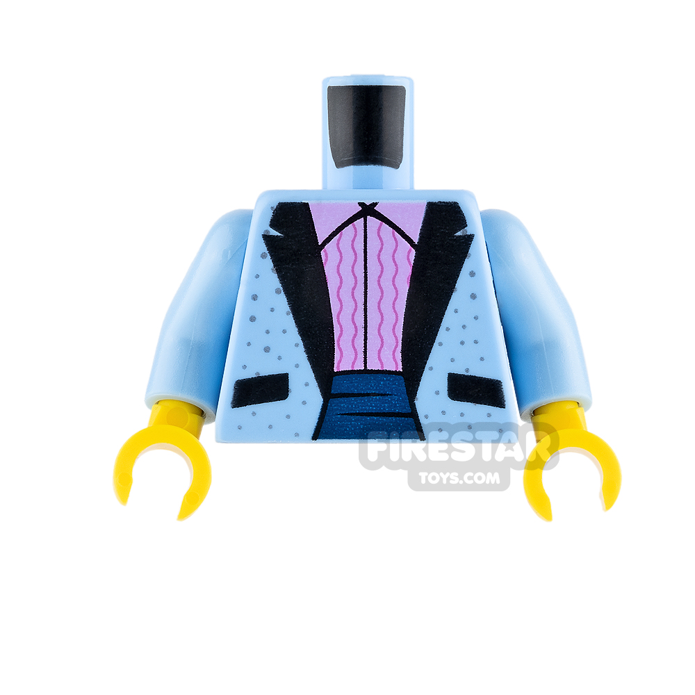 LEGO Mini Figure Torso - Blue Sparkly Tuxedo with Pink Ruffled Shirt