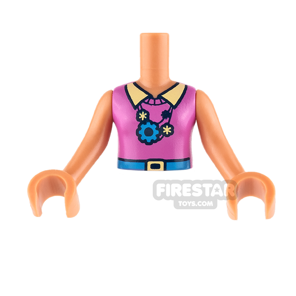 LEGO Friends Mini Figure Torso - Pink Top with Stars & Gears Necklace FLESH