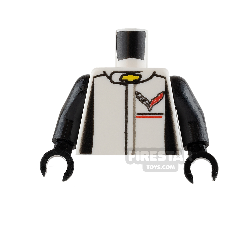 LEGO Minifigure Torso Chevrolet Racing Jacket WHITE