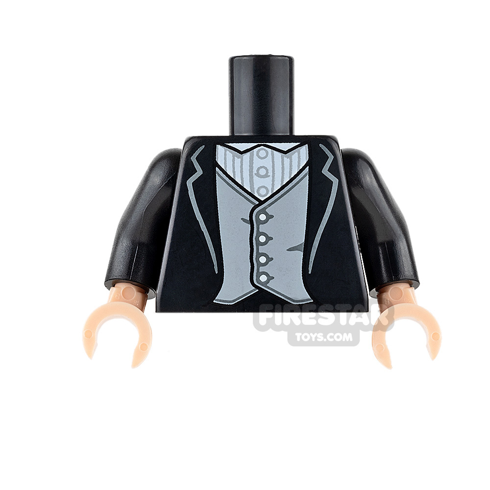 LEGO Mini Figure Torso - Black Jacket with Waistcoat BLACK