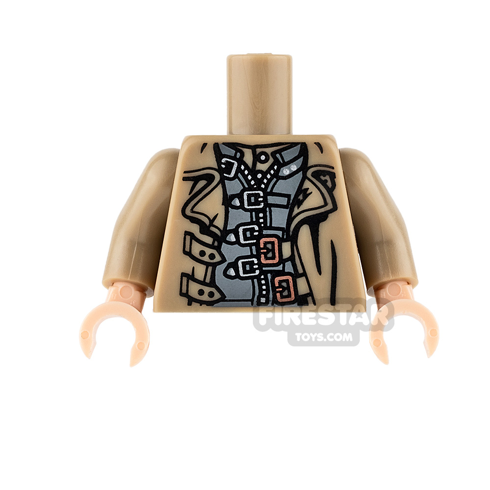 LEGO Mini Figure Torso - Dark Tan Coat with Belt Buckles DARK TAN