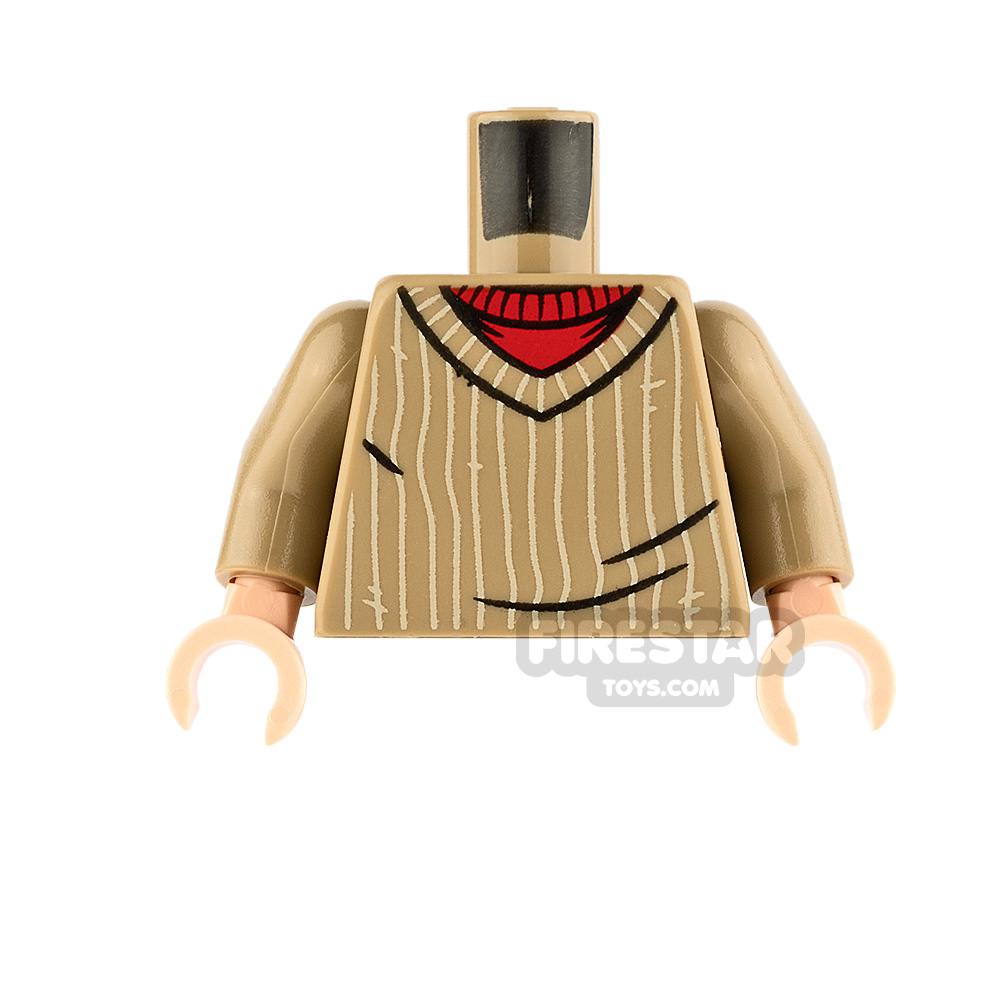 LEGO Mini Figure Torso - Dark Tan Striped Sweater