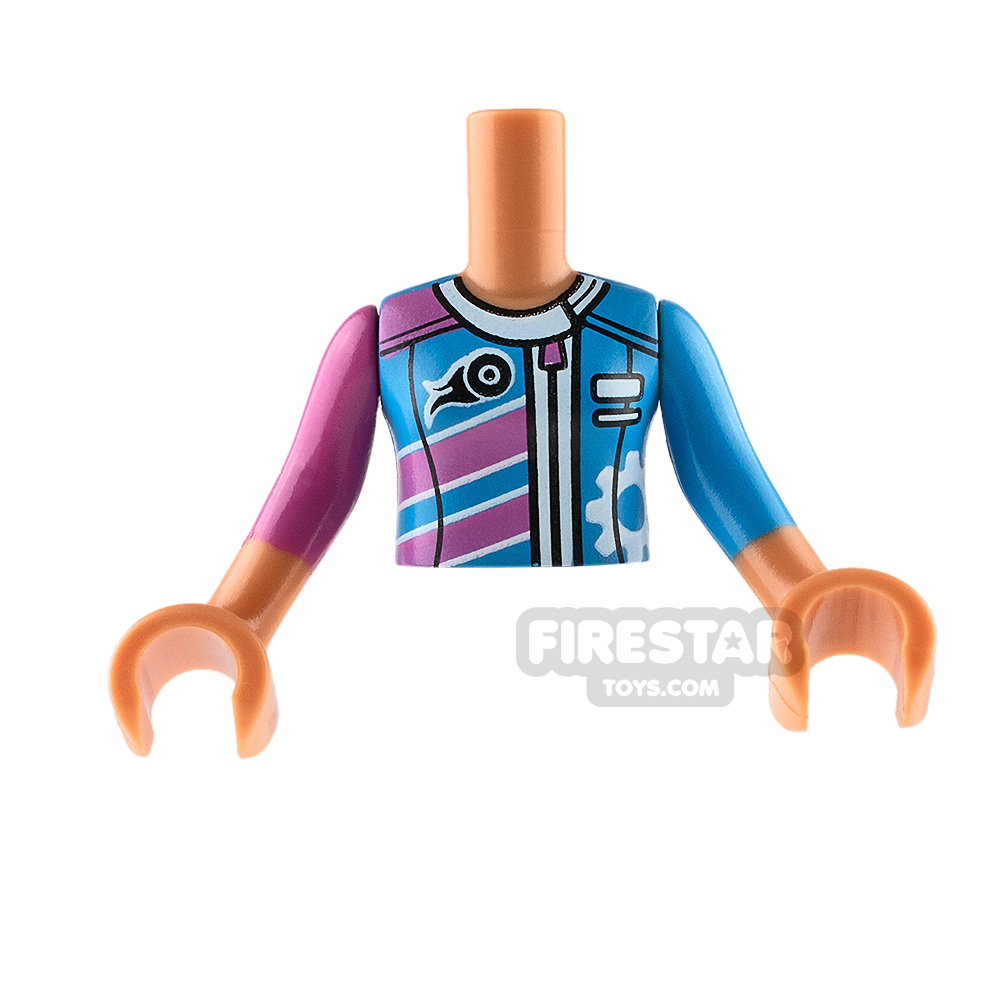LEGO Friends Mini Figure Torso - Dark Azure Racing Jacket