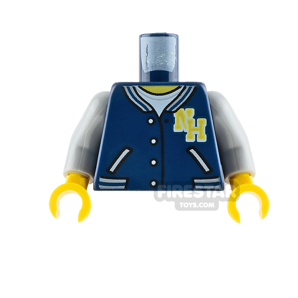 LEGO Mini Figure Torso - Dark Blue Jacket with White Undershirt DARK BLUE