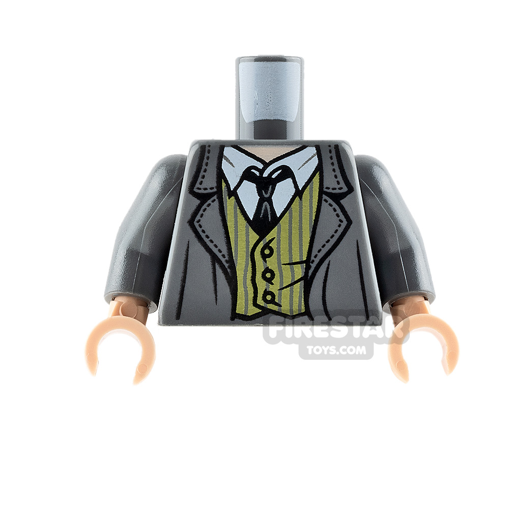LEGO Mini Figure Torso - Dark Blueish Gray Jacket with Olive Vest