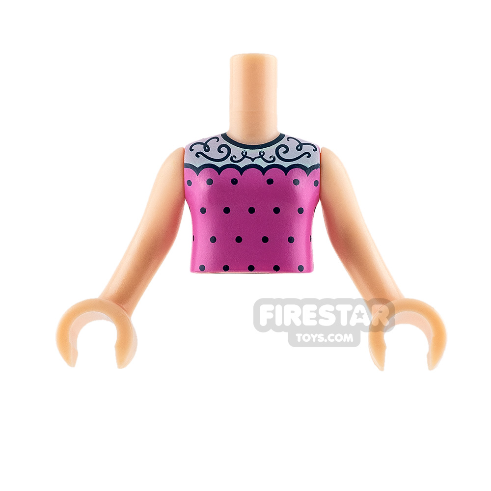 LEGO Friends Mini Figure Torso - Dark Pink Top with White Collar LIGHT FLESH