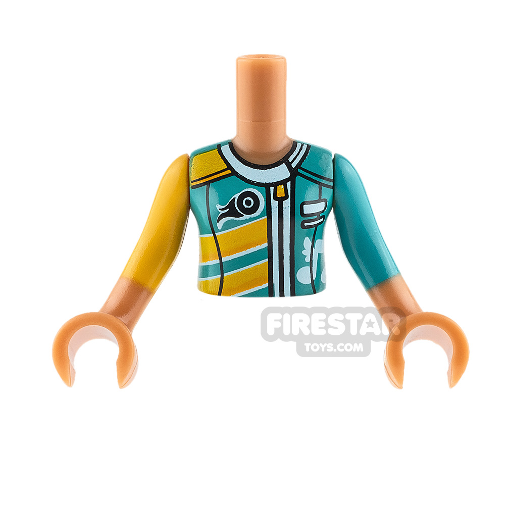 LEGO Friends Mini Figure Torso - Dark Turquoise Racing Jacket