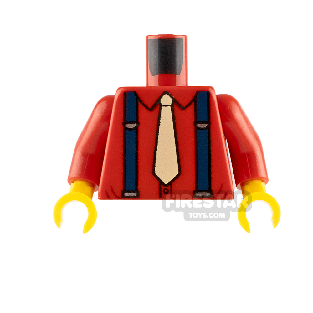 LEGO Minifigure Torso Shirt with Tie and Suspenders RED