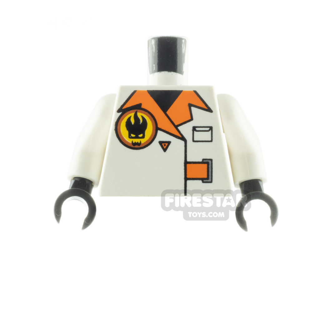 LEGO Minifigure Torso Villain Jacket with Orange Lapels WHITE
