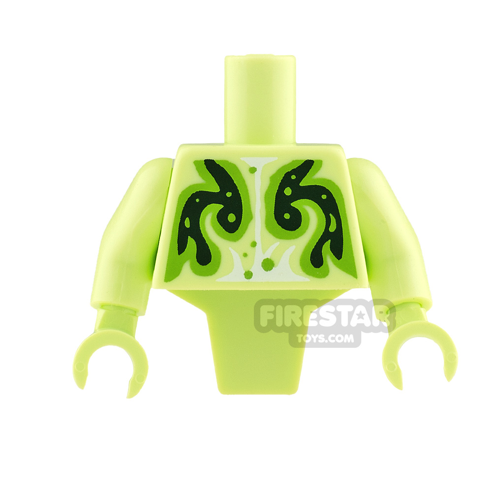 LEGO Minifigure Torso Modified with Flames YELLOWISH GREEN