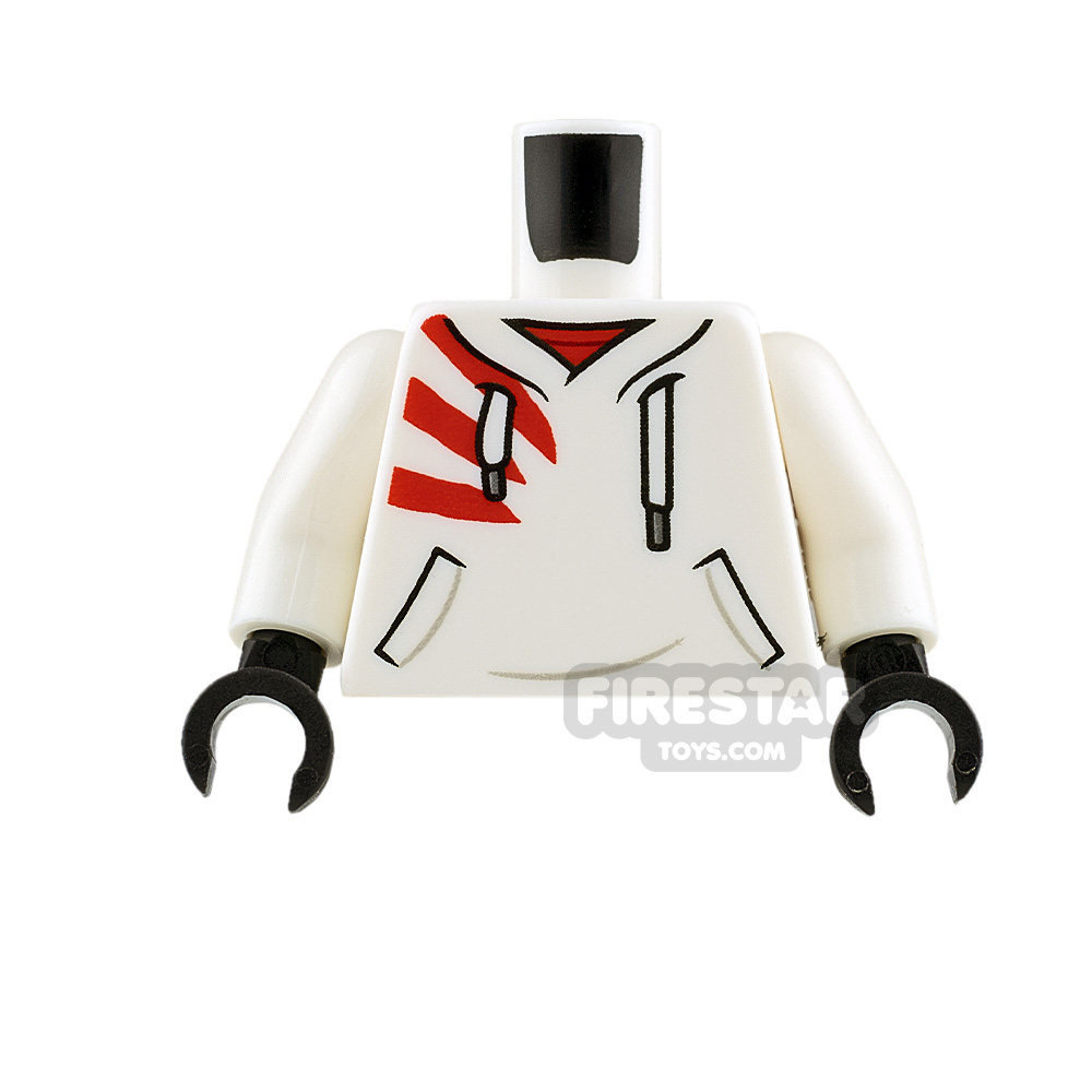 LEGO Minifigure Torso Hoodie with Red Stripes WHITE