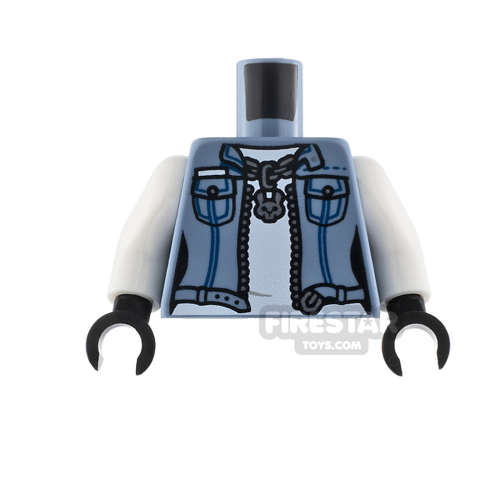 LEGO Minifigure Torso Biker Jacket with with Rabbit Pendant SAND BLUE