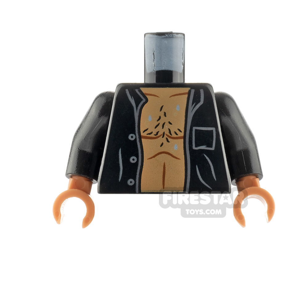 LEGO Minifigure Torso Open Shirt with Bare Chest BLACK