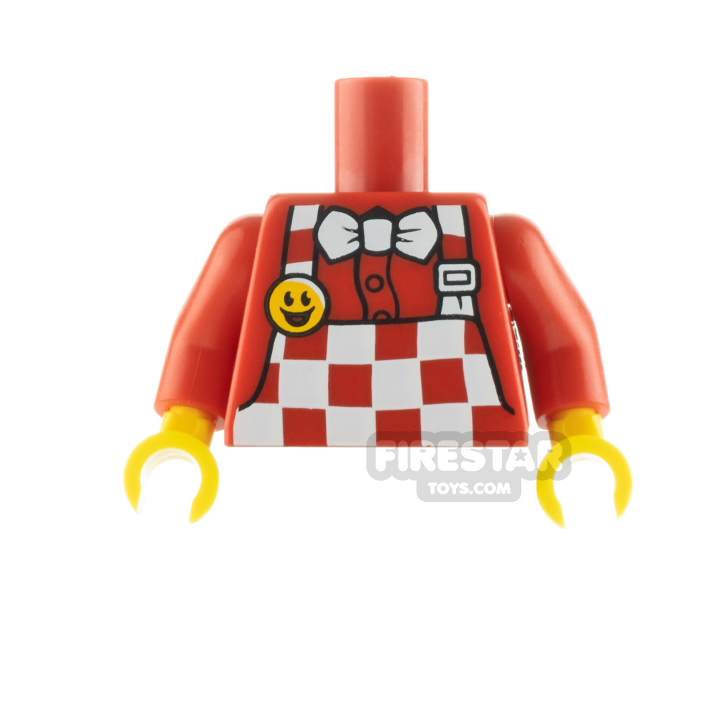 LEGO Minifigure Torso Checkered Apron Long Sleeves RED