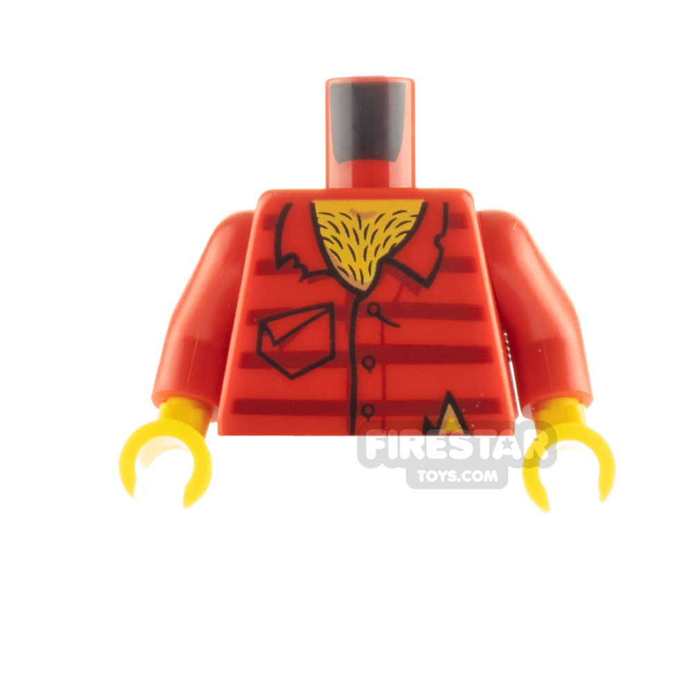 LEGO Minifigure Torso Worn Shirt with Hairy Chest RED