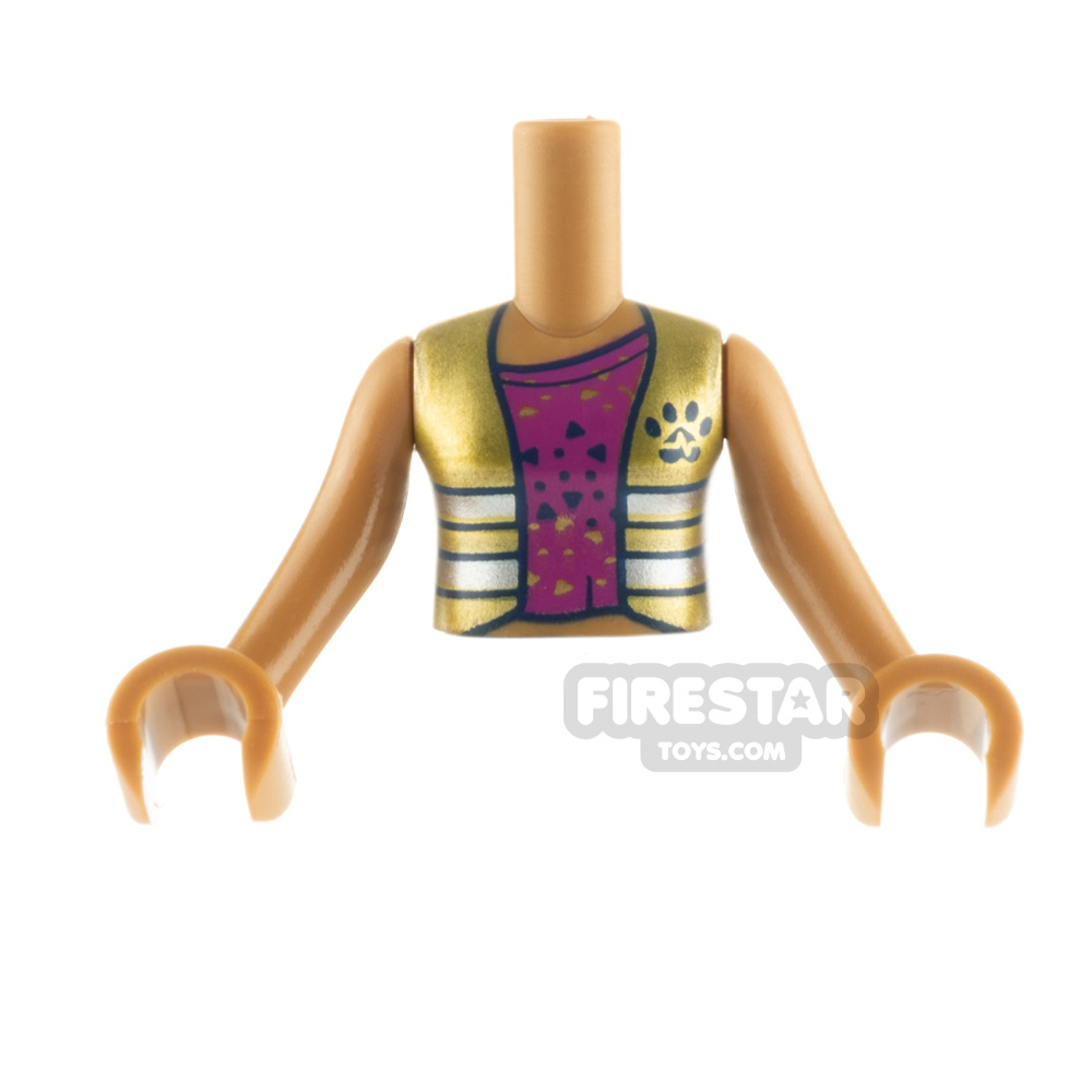 LEGO Friends Minifigure Torso Metallic Gold Vest MEDIUM DARK FLESH