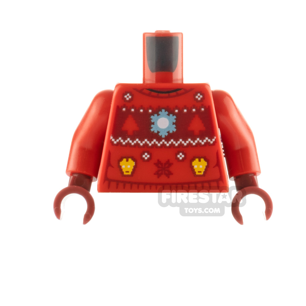 LEGO Minifigure Torso Iron Man Christmas Jumper RED