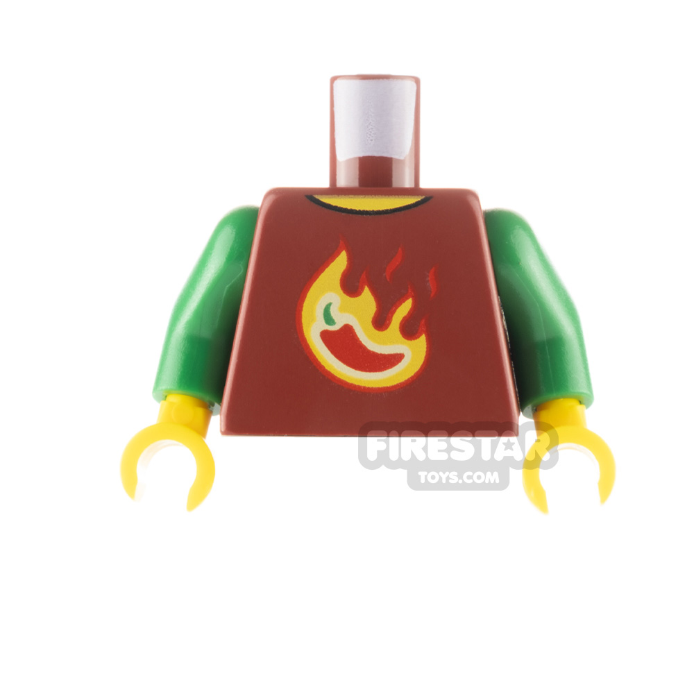 LEGO Minfigure Torso Chilli T-Shirt with Green Arms DARK RED