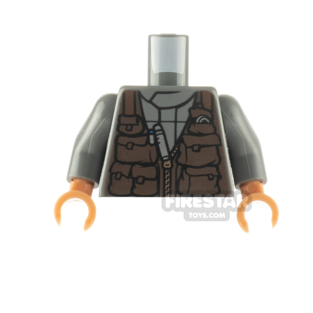 LEGO Minifigure Torso Jumpsuit with Brown Vest DARK BLUEISH GRAY