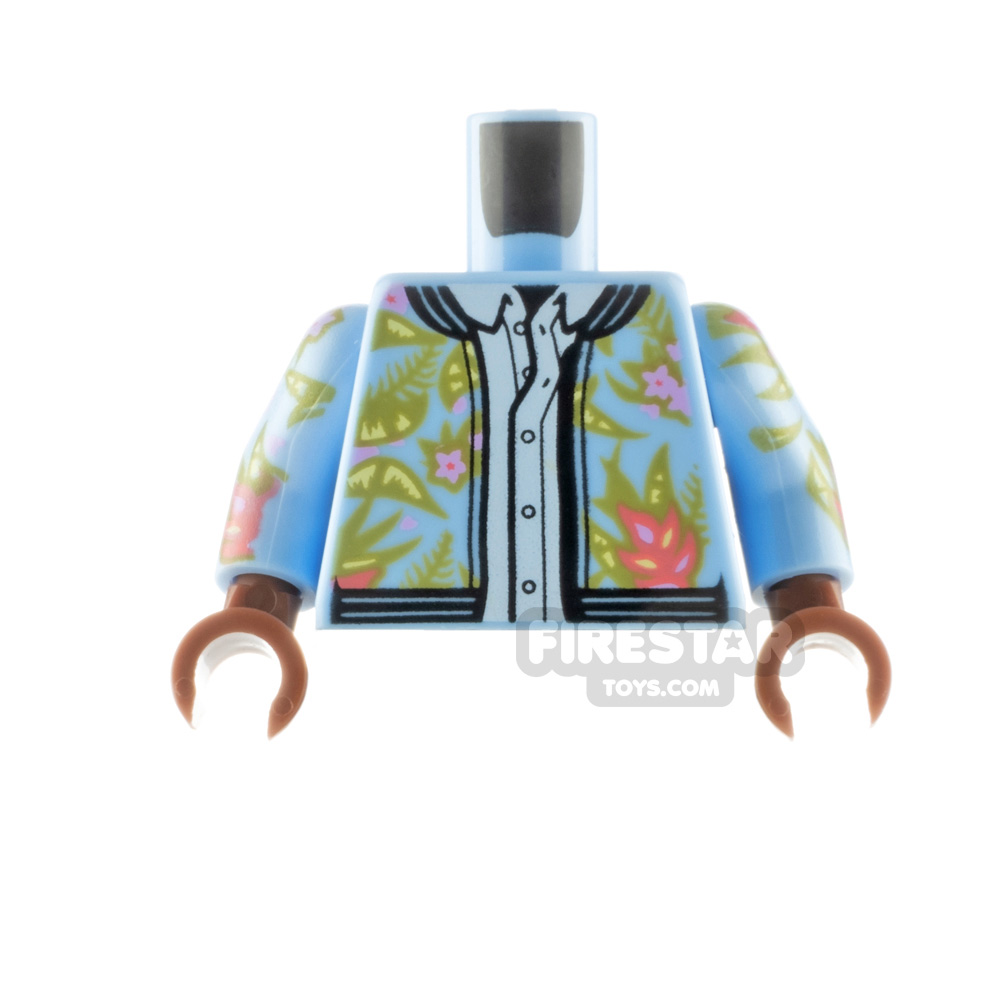 LEGO Minifigure Torso Floral Jacket with Shirt BRIGHT LIGHT BLUE