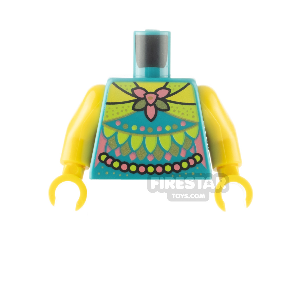 LEGO Minifigure Torso Dress with Flower and Petals DARK TURQUOISE