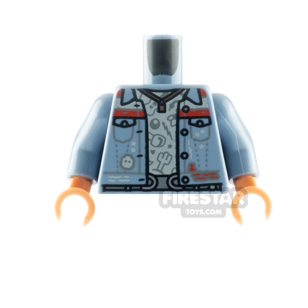 LEGO Minifigure Torso Jacket with Star Over Shirt and Belt SAND BLUE