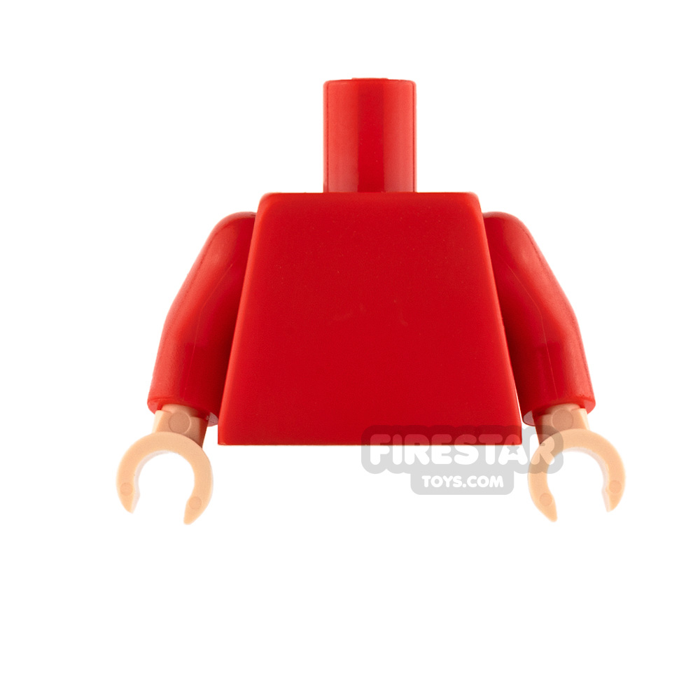 LEGO Mini Figure Torso - Plain Red - Light Flesh Hands RED