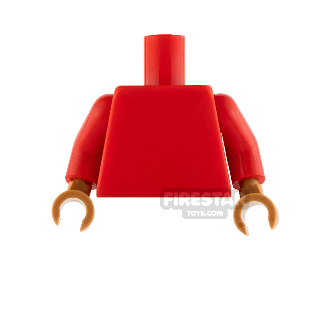 LEGO Mini Figure Torso - Plain Red - Medium Dark Flesh Hands