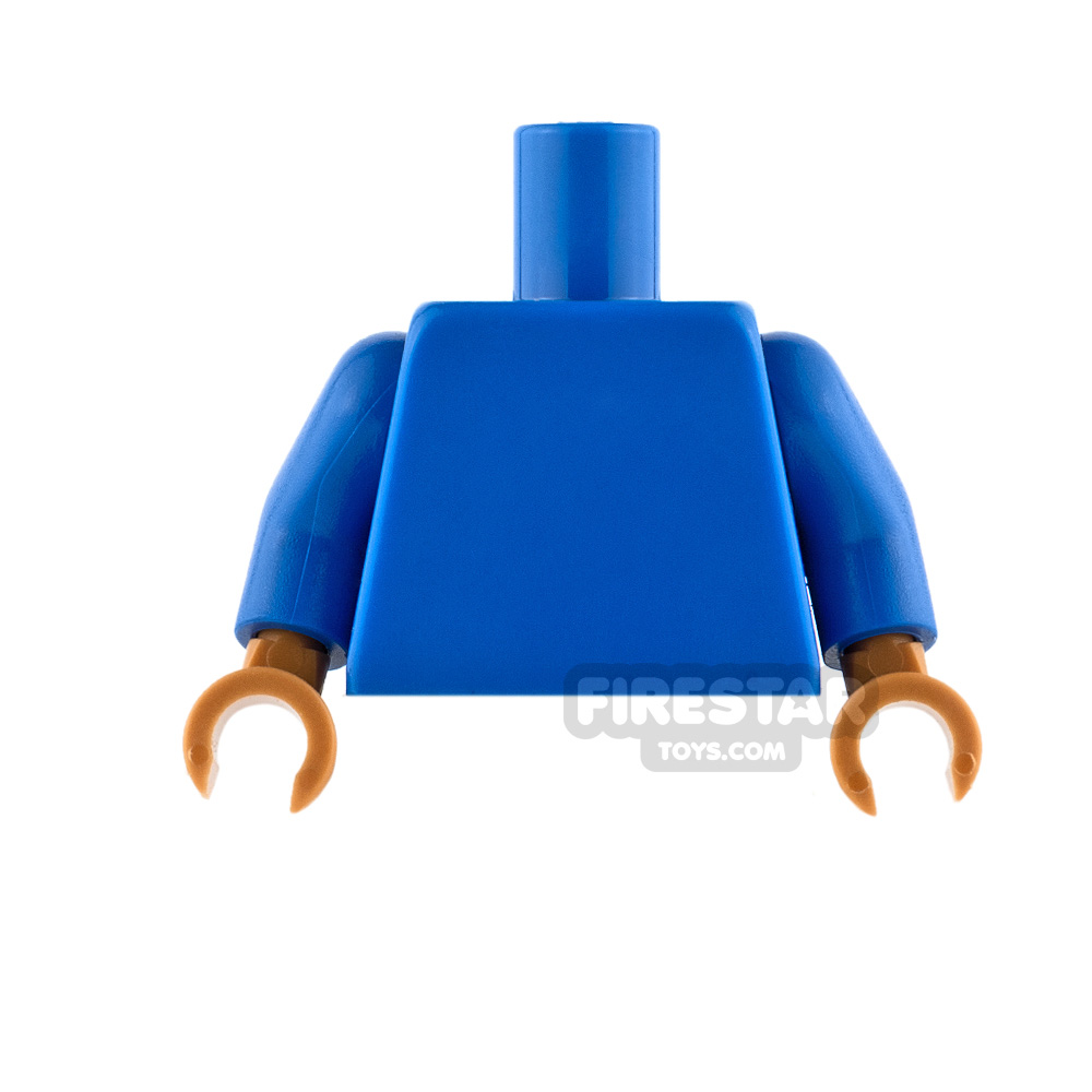 LEGO Mini Figure Torso - Plain Blue - Medium Dark Flesh Hands