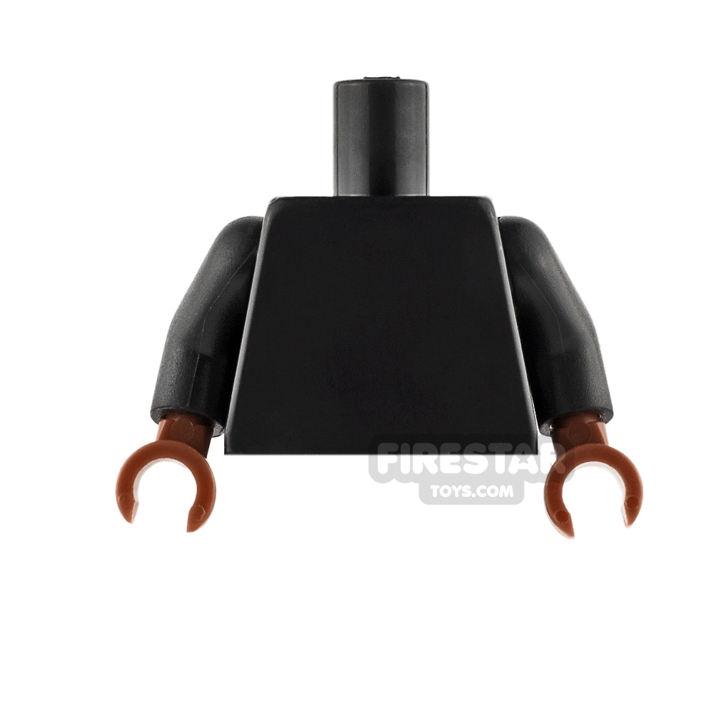 LEGO Mini Figure Torso - Plain Black - Reddish Brown Hands