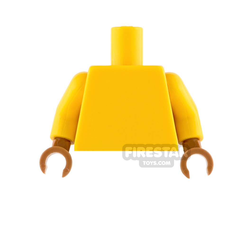 LEGO Mini Figure Torso - Plain Yellow - Medium Dark Flesh Hands