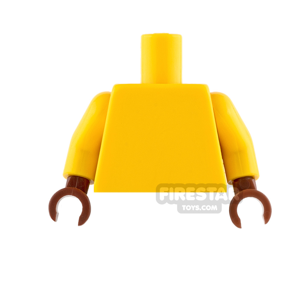 LEGO Mini Figure Torso - Plain Yellow - Reddish Brown Hands