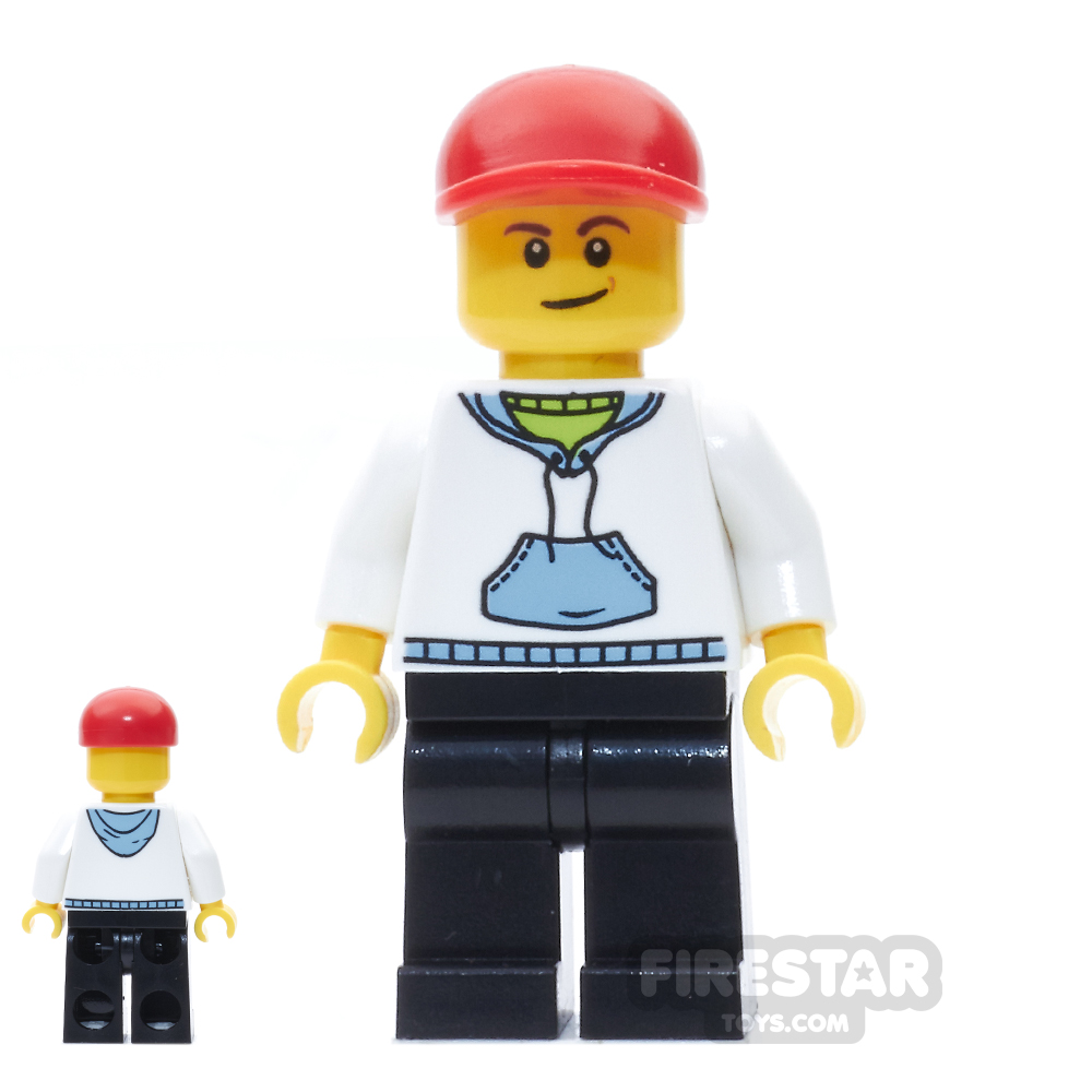 LEGO City Mini Figure - Boy - White Hoodie and Cap 