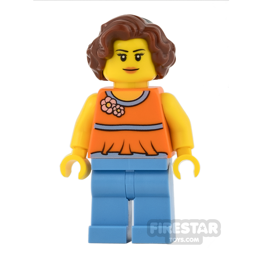 LEGO City Mini Figure - Orange Halter Top with Medium Blue Legs