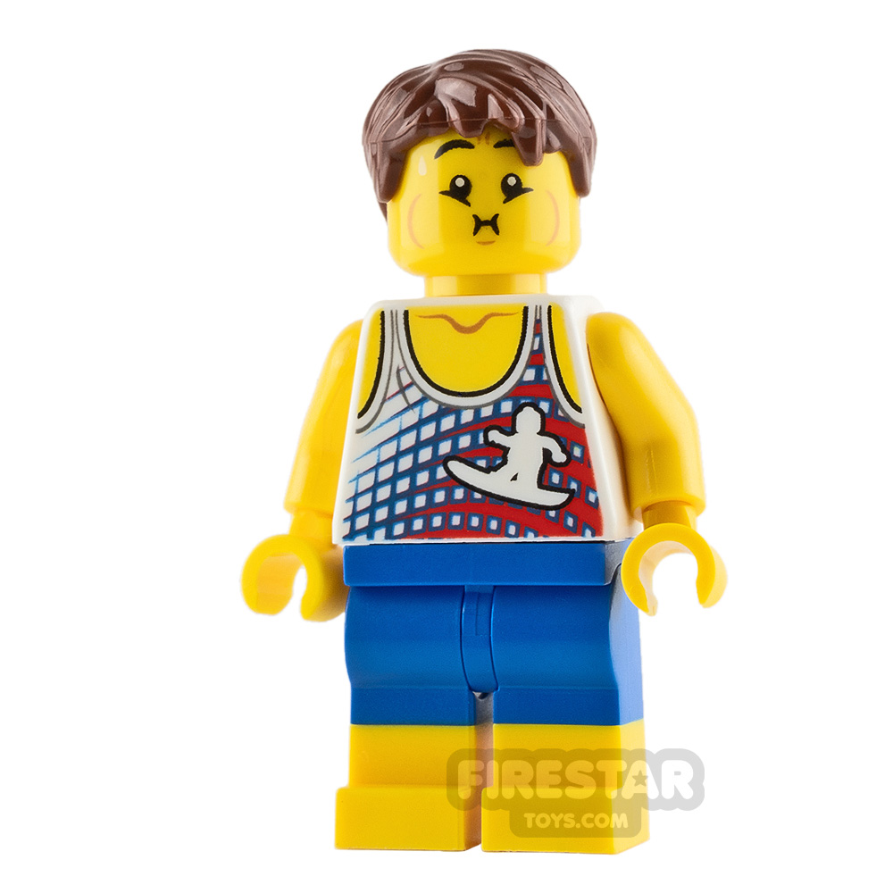 LEGO City Mini Figure - Beach Tourist with Surfer Tank Top 